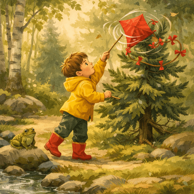 Exempelillustration – ett barn i en magisk skog